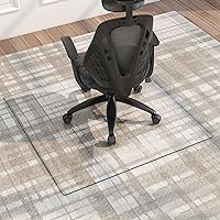 NeuType Glass Chair Mat, Tempered Glass Office Chair Mat for Carpet or Hardwood Floor - Effortless Rolling, Easy to Clean, Best for Your Home or Office Floor, 42