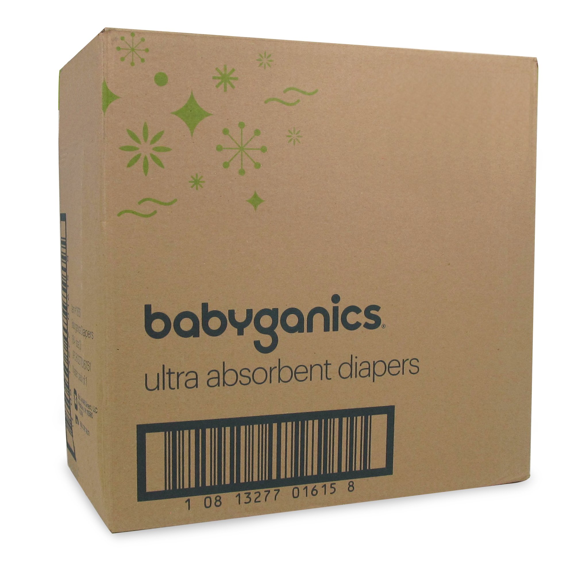 Baby Diapers, Size 4 (22-37 lbs) 160 Count- Babyganics Ultra Absorbent, Unscented, Made without Chlorine, Latex