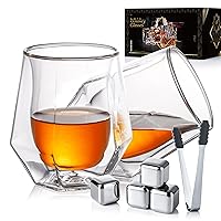 Snute Double-wall Stainless Steel Whiskey Glasses Stemless Whiskey Nosing  Glass Gift for Whiskey Lover black 