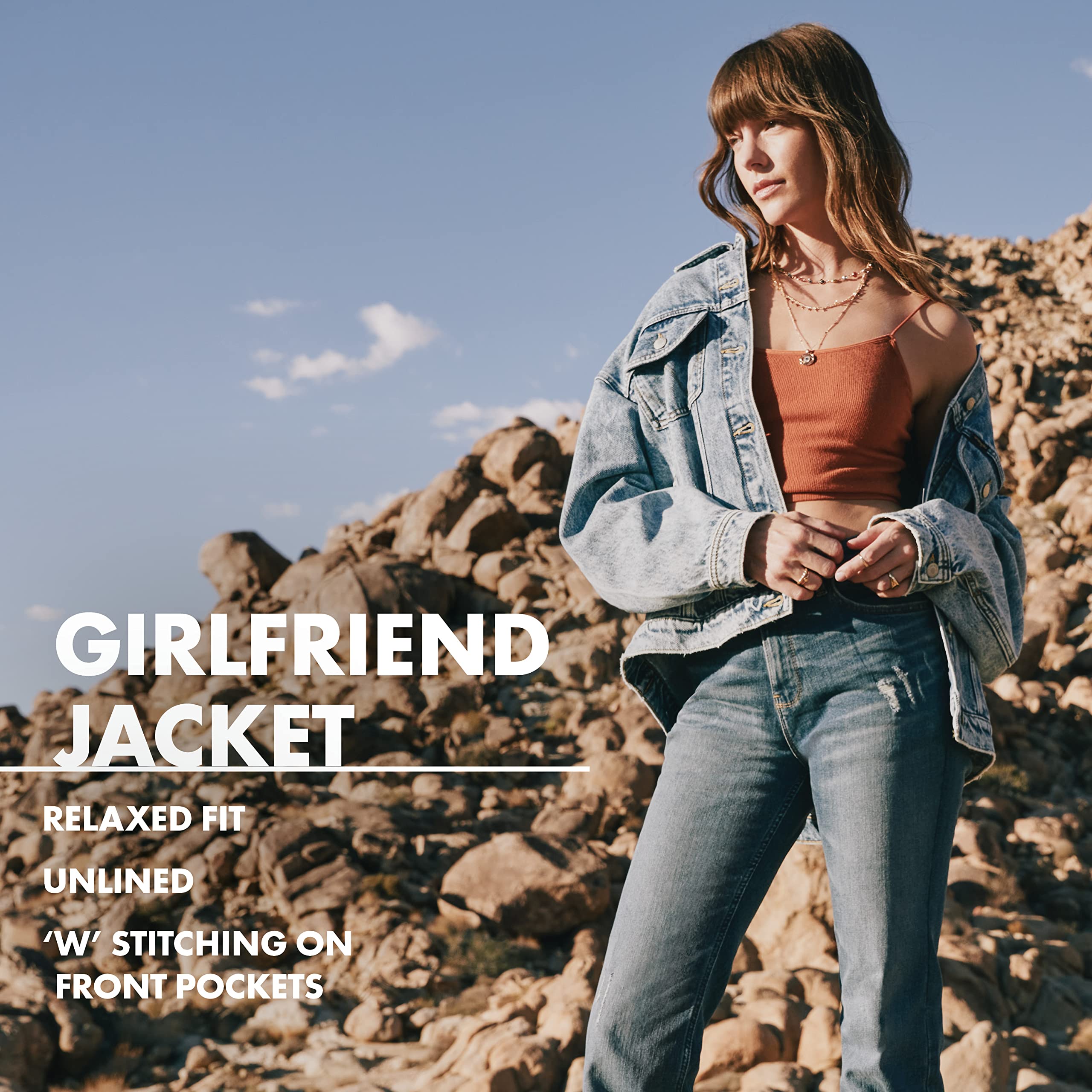 Wrangler Women's Relaxed Fit Girlfriend Denim Jacket