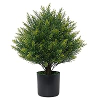 Artificial Topiary Ball Tree 19''T Artificial Bush Ball Tree UV Resistant Shrub Potted Artificial Plant for Outdoor Indoor Front Porch Garden (Green)
