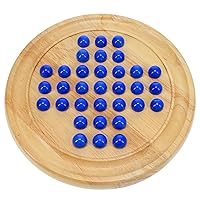 WE Games Solid Wood Marble Solitaire Game, Blue Glass Marbles Game, Marble Board Game, Wooden Games, Table Games, Home Decor, Marble Game Great for Living Room Decor, Birthday Gifts, Coffee Table Game