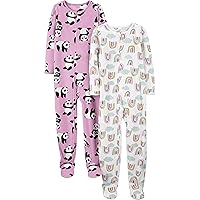 Girls' 2-Pack Loose-fit Fleece Footed Pajamas