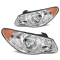 DWVO Headlights Assembly Compatible with Elantra 2007 2008 2009 2010 07 08 09 10 Replacement Headlamp Chrome Housing Amber Reflector Clear Lens