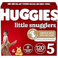 Size 5 Diapers, Little Snugglers Baby Diapers, Size 5 (27+ lbs), 120 Ct (2 packs of 60), Packaging May Vary