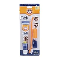 Arm & Hammer for Pets Tartar Control Kit for Dogs | Contains Toothpaste, Toothbrush & Fingerbrush | Reduces Plaque & Tartar Buildup, 3-Piece Kit, Banana Mint Flavor
