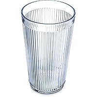 Carlisle FoodService Products Crystalon Stack-All Stackable Tumbler Plastic Tumbler with Ribbed Texture for Restaurants, Catering, Kitchens, Plastic, 12.5 Ounces, Clear