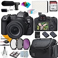 Canon EOS R6 Mark II Mirrorless Camera 24-105STM Lens + Commander Starter Kit + Lens Filters + CASE + 64GB Memory Card+Extra Battery (18PC Bundle)(White) (Renewed)