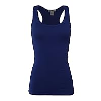 Women's Basic Cotton Spandex Racerback Solid Plain Fitted Tank Top