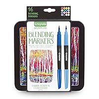 Crayola Blending Marker Kit with Decorative Case, 14 Vibrant Colors & 2 Colorless Blending Markers