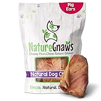 Nature Gnaws Pig Ears for Dogs - Premium Natural Pork Dental Chews - Thick Long Lasting Dog Chew Treats for Aggressive Chewers - Rawhide Free 8 Count (Pack of 1)
