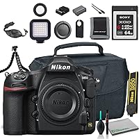 Nikon D850 DSLR Camera (Body Only) (1585) + Camera Bag + Sony 64GB XQD G Series Memory Card + Wireless Remote Shutter Release + Hand Strap + Portable LED Video Light + More (Renewed)