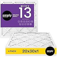 Simply Filters 20x30x1 MERV 13, MPR 1500 Air Filter (4 Pack) - Actual Size: 19.75