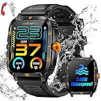 Smart Watch for Men 3ATM Waterproof (Answer/Dial Calls) 1.96” HD Big Screen Rugged Smart Watch Heart Rate/SpO2/Sleep Monitor Fitness Watch 100+ Sports Mode Smartwatch for iOS Android