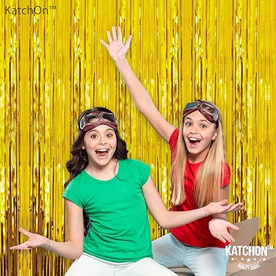 KatchOn, Xtralarge Black and Gold Streamers - 8x3.2 Feet, Pack of 2 | Black  and Gold Fringe Curtain for Black and Gold Party Decorations | Black and