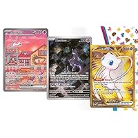Pokemon 151 Ultra Premiem Collection Promo Card Set - Mew Ex - Mewtwo - Black Star Promo SVP 053 - SVP 052 - Mew ex Metal Card