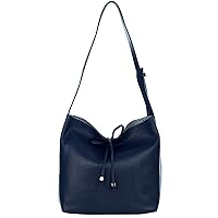 Gianni Chiarini Italian Made Navy Blue Pebbled Leather Slouchy Open Top Shoulder Bag