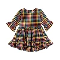 RuffleButts® Baby/Toddler Girls Long Sleeve High Low Flowy Ruffle Tunic Top