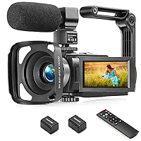 WZX Video Camera Camcorder, Full HD 1080P 30FPS 36MP 16X Digital Zoom Digital Camera,IR Night Vision Vlogging Camera, YouTube Camera with External Microphone, Lens Hood, Stabilizer, Remote Control