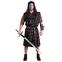 Men's Braveheart William Wallace Costume with Tunic, KIlt, Sash, Chest Armour, Belt and Gauntlet