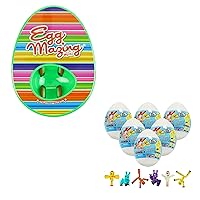 The Eggmazing Egg Decorator Easter Egg Decorator Kit - Arts and Craft Set Includes 8 Colorful Markers (Mini) + The EggMazing StikBot Egg (6 Eggs)