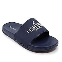 Nautica Men's Open Toe Slide Sandals - Comfortable Indoor & Outdoor Shower Slippers