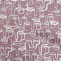 Georgette Viscose Dusty Rose Fabric Abstract Face Sewing Craft Projects Fabric Prints by Yard 42 Inch Wide