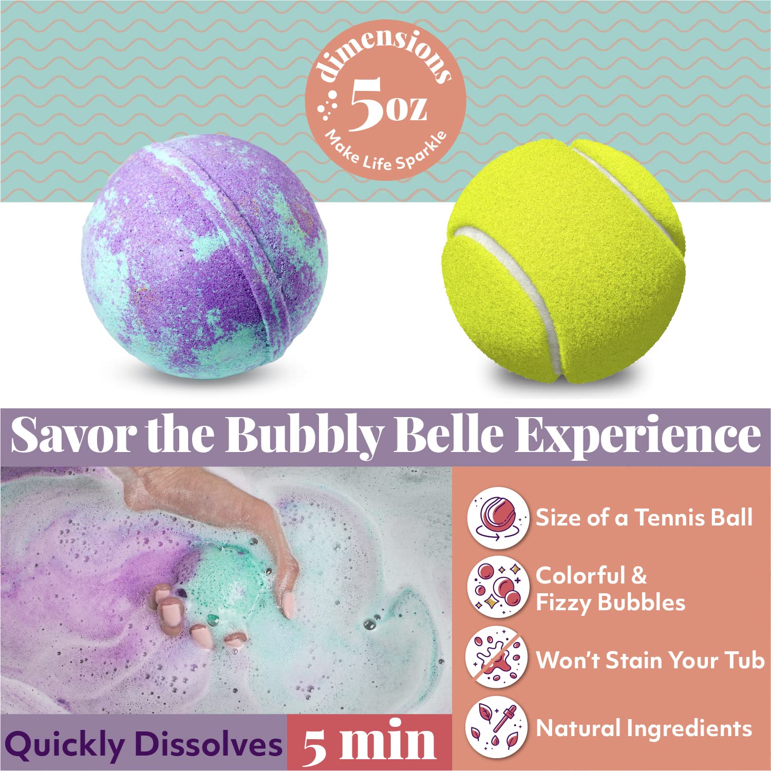 Bubbly Belle Bath Bombs XXL Gift Set, 12 Extra Large Handmade Aromatherapy Fizzies with Essential Oil Blends and Epsom Salt, Vegan for Women, Men, Kids