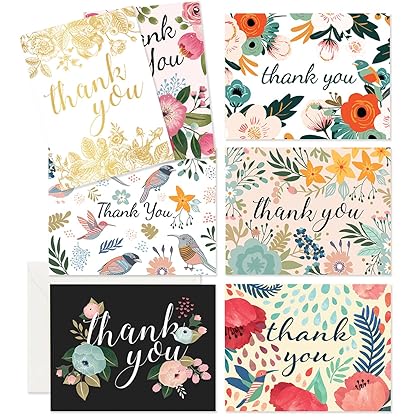 Polite Society Thank You Cards - 37 Beautiful Thank You Card - Blank Cards - White Envelopes Included - Bridal, Baby Showers and Business (37 Pack - Bonus 24K Gold Card)