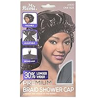 Annie - Ms. Remi Premium Adjustable and Foldable Braid Shower Cap with Drying Loop (Black, 25