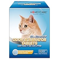 HONEY CARE All-Absorb Cat Litter Odor Eliminator Tablets 丨 Refresh Smell Long-Lasting Scent Away - Jasmine Fragrance (10pcs/Box=4-10 Weeks), Blue