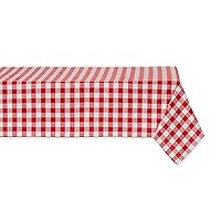 DII Checkered Tabletop Collection 100% Cotton, Machine Washable, Tablecloth, 60x104, Red