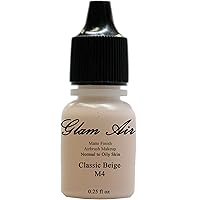 Glam Air Airbrush Makeup Water Based Foundation in Matte Finish for Flawless Looking Skin (0.25oz Bottles) (M4 CLASSIC BEIGE)