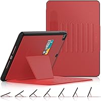 SEYMAC stock iPad 9th/8th/7th Generation Case 10.2'', Strong Magnetic Auto Sleep Shockproof Case with Absorbing Multi-Angles Stand, Pen Holder, Card Slot for iPad 10.2 Inch 2021/2020/2019 (Red)