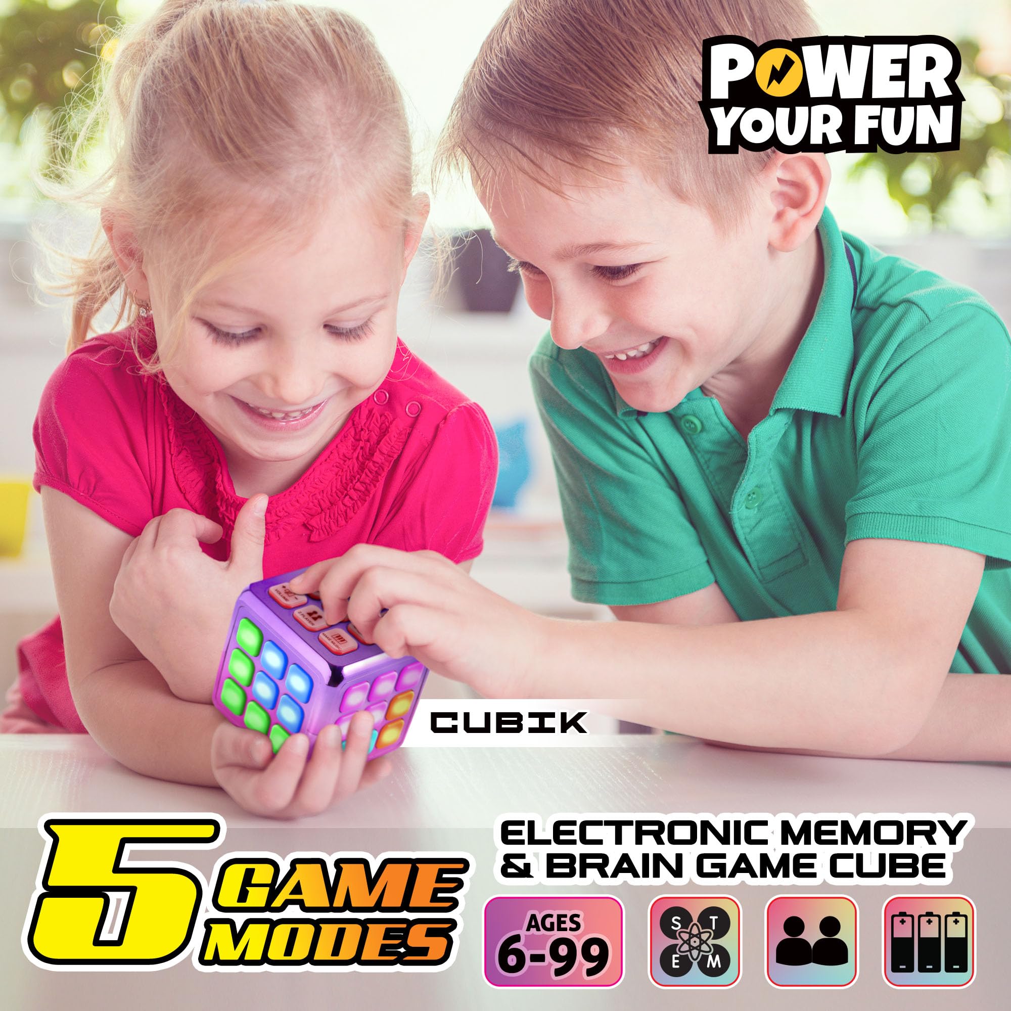 Power Your Fun Robo Pets Unicorn AND Cubik Metallic Pink LED Flashing Cube Memory Game- (1)Remote Control Toy with Interactive Hand Motion Gestures and (1)Electronic Handheld Game 5 Brain Memory Games