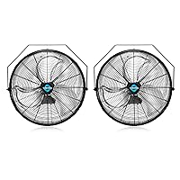 Tornado 2 Pack 20 Inch High Velocity Industrial Wall Fan - 4750 CFM - 3 Speed - 6 FT Cord - Industrial, Commercial, Residential Use - UL Safety Listed