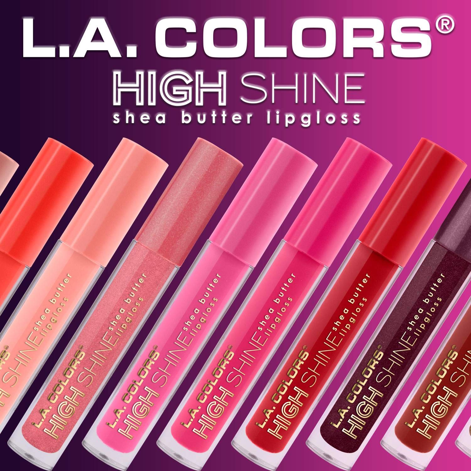 L.A. COLORS High Shine Shea Butter Lip Gloss, Clear, 0.14 Ounce