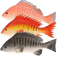 3 PCS Fake Striped Bass Fish Artificial Snapper Model Realistic Ornament Pretend Food Toy Home Party Kitchen Christmas Decoration