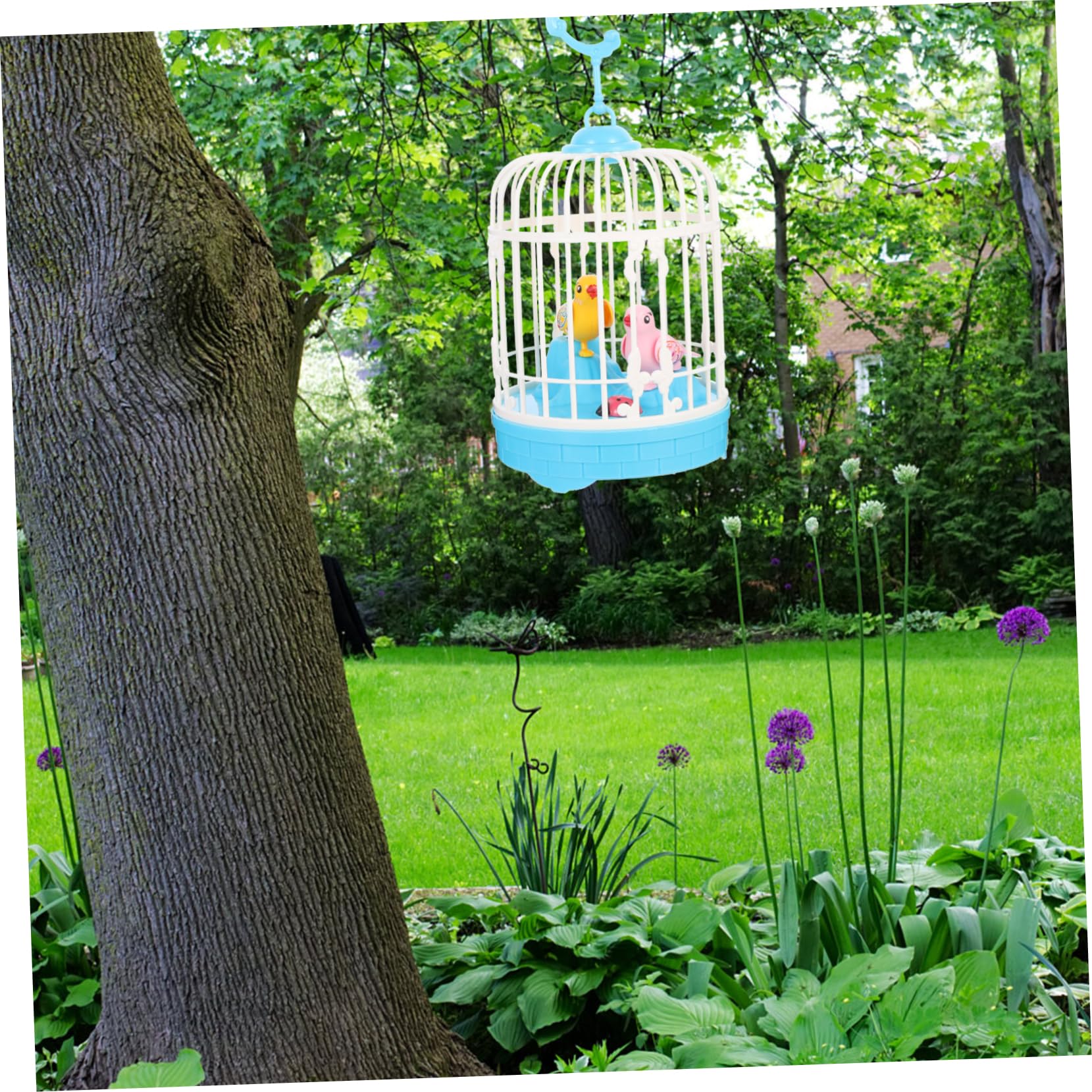 ERINGOGO Voice-Activated Induction Bird Chirping Bird Toy Electric Bird in Cage Simulation Bird Toy Bird Swing Chew Toy Electronic Bird Toy Musical Toys for Pet Cage Will Move Child Abs