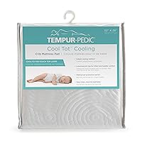 Tempur-Pedic Cool Tot Waterproof Cooling Toddler and Baby Crib Mattress Pad Cover Protector - 52” x 28” - White