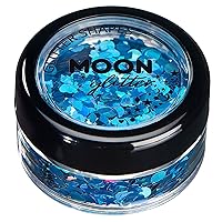 Holographic Glitter Shapes by Moon Glitter – 100% Cosmetic Glitter for Face, Body, Nails, Hair and Lips - 0.10oz - Blue