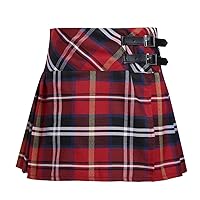 CHICTRY Girls' Kid Basic School-wear Bottoms Plaid Pleated Scooter with with Faux Leather Buckle