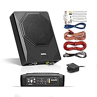 Sound Storm Laboratories US8K 8 Inch Under Seat Powered Car Audio Subwoofer - 800 Watts Max, Low Profile, Built in Amplifier, for Truck, Boxes and Enclosures, Remote Subwoofer Control
