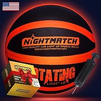 NIGHTMATCH Waterproof Size 7 & Size 5 LED Light Up Basketball - Glow in the Dark Basketball with 2 LEDs - 8 Extra Batteries & 1 Pump - LED Basketball Toys - Cool Toys for Boys - Gifts for Teenage Boys