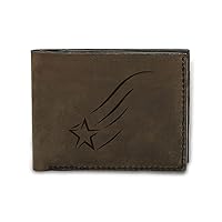 Men's Star Pattern-4 Handmade Natural Genuine Leather Trifold Wallet MHLT_05