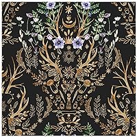 HAOKHOME 94027-1 Gothic Wallpaper Peel and Stick Retro Floral Damask Bronze/Black/Purple Witchy Wall Decor Bathroom Removable Mural 17.7in x 9.8ft