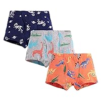 FLKAYJM 3 Pack Boys Underwear Size 6 8 Boxer Briefs - Boxers for Boys - Cotton Brief Soft Underwear Dinosaur Astronaut Shark