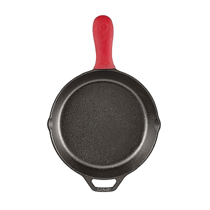 Lodge Silicone Hot Handle Holder - Red Heat Protecting Silicone Handle for Lodge Cast Iron Skillets with Keyhole Handle 5-5/8