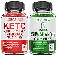 60 Keto Apple Cider Vinegar Gummies Advanced Weight Loss + 60 Ashwagandha Gummies - 1500MG Ashwagandha Per Serving