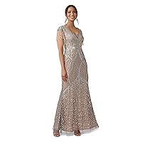 Adrianna Papell Women's Beaded Gown with Fringe